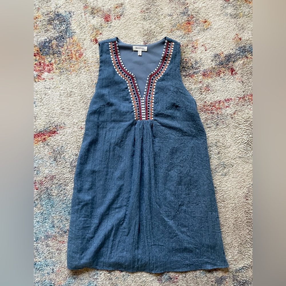 Chambray sleeveless tunic dress